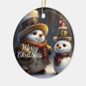 スティームパンククリスマス雪だるま セラミックオーナメント (左)