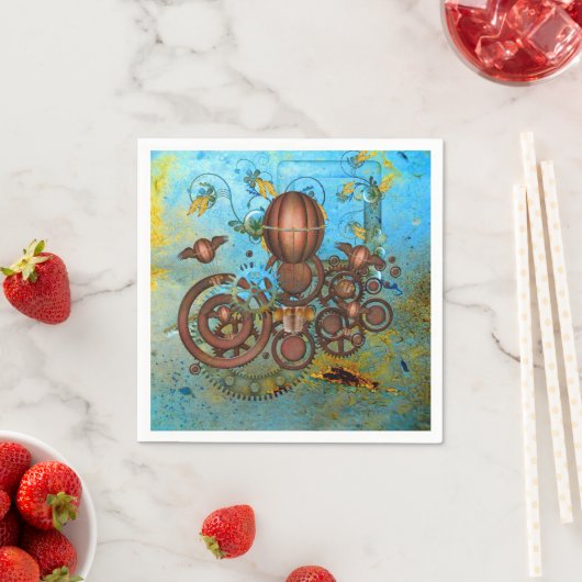 スティームパンクコラージアクアカッパーカクテルナプキンス スタンダードカクテルナプキン (インサイチュ)