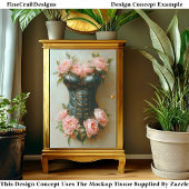 スティームパンクコルセット&ピンクペオニーDF6Rデコページ 薄葉紙