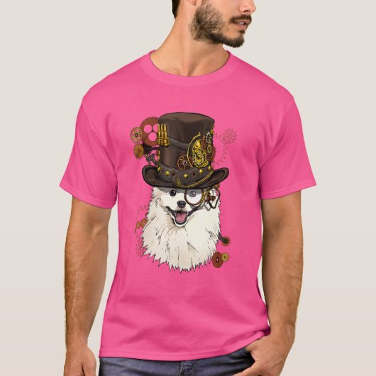 スティームパンクゴシックアメリカンEskimo犬の動物顔D Tシャツ (正面)