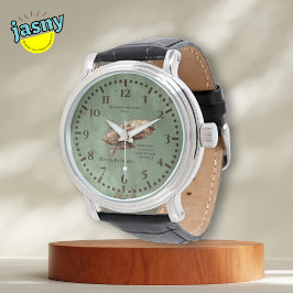 スティームパンクゴッドズタイミング聖なる書物、 経典ブラックレザー 腕時計