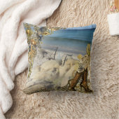 スティームパンクゴールデン赤面&パウダーブルー結婚ズギフト クッション (ブランケット)