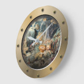 スティームパンクサブマリン海中生活 ラージ壁時計 (傾斜)