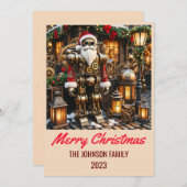 スティームパンクサンタクロース – メリークリスマス シーズンカード (正面/裏面)