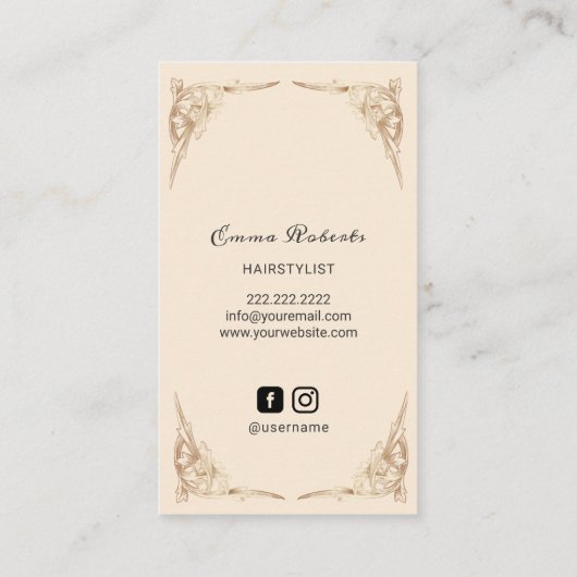 スティームパンクシザーズヴィンテージダマスク美容師 ロイヤリティカード (裏面)