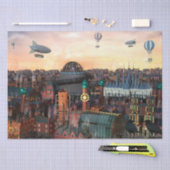 スティームパンクシティ建物デクページ15x20 薄葉紙 (クラフト)