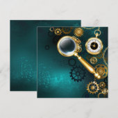 スティームパンクスタイルの拡大鏡 サンキューカード (正面/裏面)