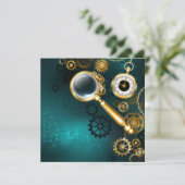 スティームパンクスタイルの拡大鏡 サンキューカード (スタンド正面)