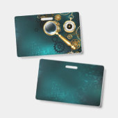 スティームパンクスタイルの拡大鏡 バッジ (正面＆裏面)