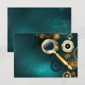 スティームパンクスタイルの拡大鏡 招待状 (正面/裏面)