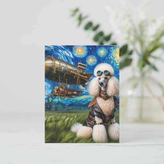 スティームパンクスタンダードプードル ポストカード (スタンド正面)