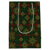 スティームパンクスノーフレークレッドアンドグリーンタータンチェック ミディアムペーパーバッグ (裏面)