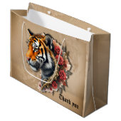 スティームパンクタイガーとバライラストレーション。 ラージペーパーバッグ (正面アングル)
