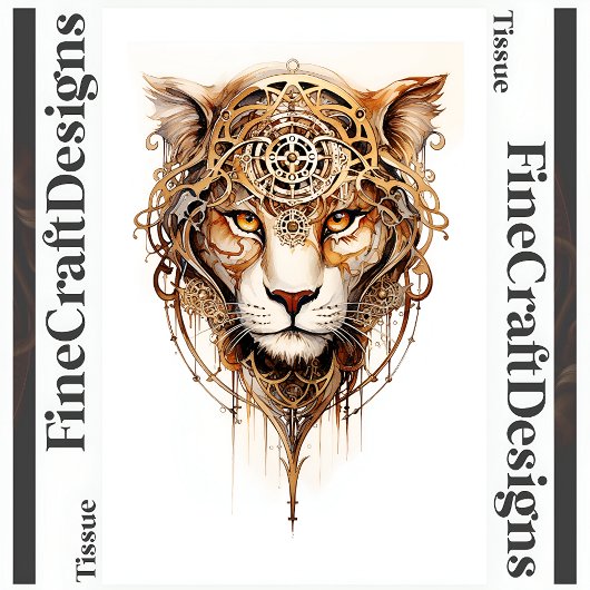 スティームパンクタイガー金属製ホイールデコパージュR 136 薄葉紙