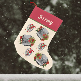 スティームパンクタイプライターとギアクリスマス スモールクリスマスストッキング