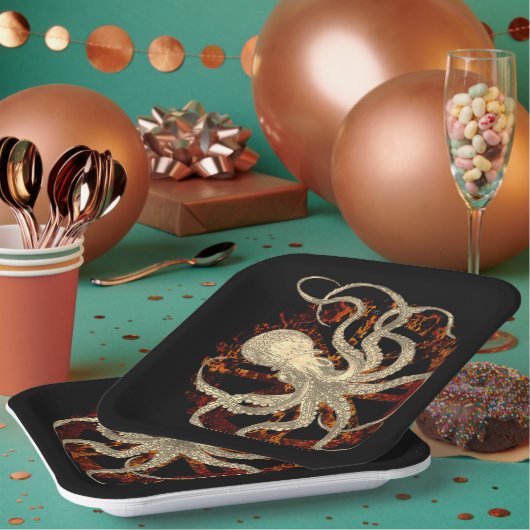 スティームパンクタコ&ラスティ時計製造ギア ペーパープレート (複数)