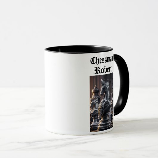 スティームパンクチェスデザイン付き名前をカスタムする マグカップ (正面右)