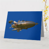 スティームパンクツェッペリンBLIMP新聞誕生日カード カード (黄色い花)