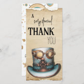 スティームパンクトップハットとゴーグル |アクアと銅 サンキューカード (正面/裏面)