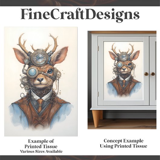 スティームパンクトナカイギアズゴーグルベストD8デコパージュ 薄葉紙