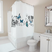 スティームパンクトライバルブルーチョウ シャワーカーテン (インサイチュ)