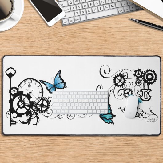 スティームパンクトライバルブルーチョウ デスクマット