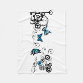 スティームパンクトライバルブルーチョウ フリースブランケット (正面)