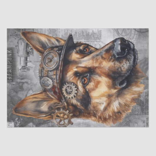 スティームパンクドイツ羊飼い犬 薄葉紙 (正面)