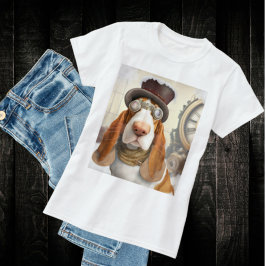 スティームパンクバセットハウンド Tシャツ