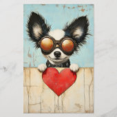 スティームパンクパピロンドッグ赤いハートCQ3クラフト紙 (正面)