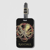 スティームパンクパーソナライズされたタコ&ラスティージョックワーク ラゲッジタグ (正面縦)
