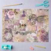 スティームパンクビクトリアンビー女性ピンクのチェックスクリプト 薄葉紙 (クラフト)