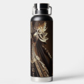 スティームパンクビクトリアンブラックと金ゴールド皇后陛下ガウン ウォーターボトル (背面)
