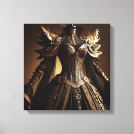 スティームパンクビクトリアンブラックと金ゴールド皇后陛下ガウン キャンバスプリント