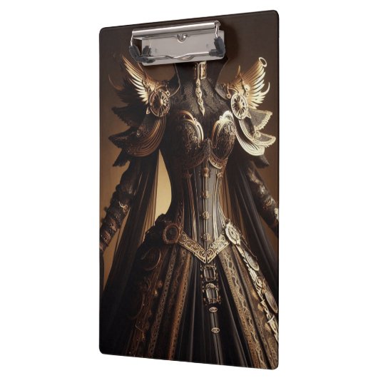 スティームパンクビクトリアンブラックと金ゴールド皇后陛下ガウン クリップボード (左)