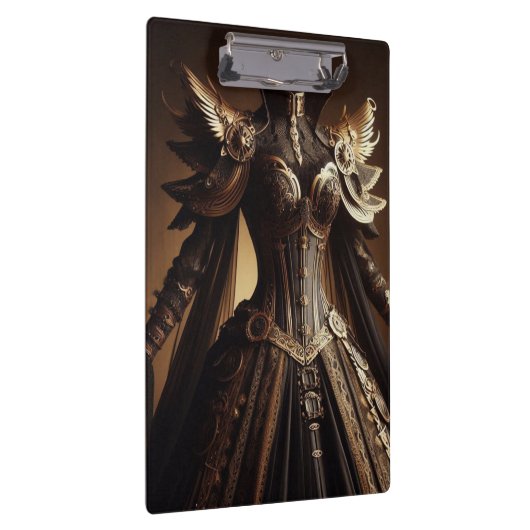 スティームパンクビクトリアンブラックと金ゴールド皇后陛下ガウン クリップボード (右)