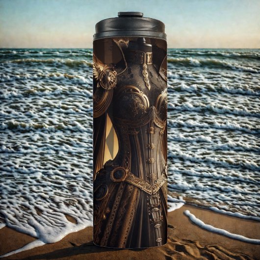 スティームパンクビクトリアンブラックと金ゴールド皇后陛下ガウン タンブラー