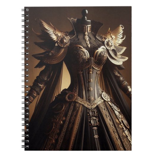 スティームパンクビクトリアンブラックと金ゴールド皇后陛下ガウン ノートブック (正面)