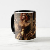 スティームパンクビクトリアン金ゴールド天文学者 マグカップ (正面左)