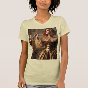 スティームパンクビクトリアン金ゴールド天文学者 Tシャツ