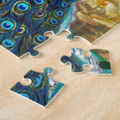 スティームパンクピーコック黄色のローズタイムクロック ジグソーパズル (側面)