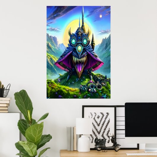 スティームパンクファンタジーの森 | AI Art ポスター (ホームオフィス)