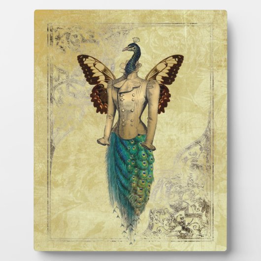 スティームパンクファンタジーピーコック金ゴールド フォトプラーク (正面)