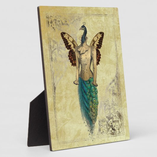 スティームパンクファンタジーピーコック金ゴールド フォトプラーク (側面)