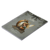 スティームパンクフェアリーとゴールデンウィングス&アンティーク時計 ノートブック (左側)