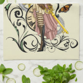 スティームパンクフェアリーイエロークロックギア キッチンタオル (折り畳み)