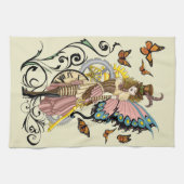 スティームパンクフェアリーイエロークロックギア キッチンタオル (横)