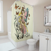 スティームパンクフェアリーイエロークロックギア シャワーカーテン (インサイチュ)