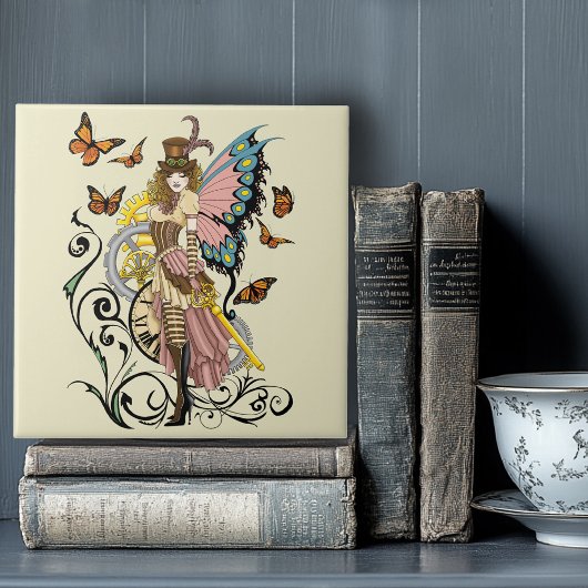 スティームパンクフェアリーイエロークロックギア タイル