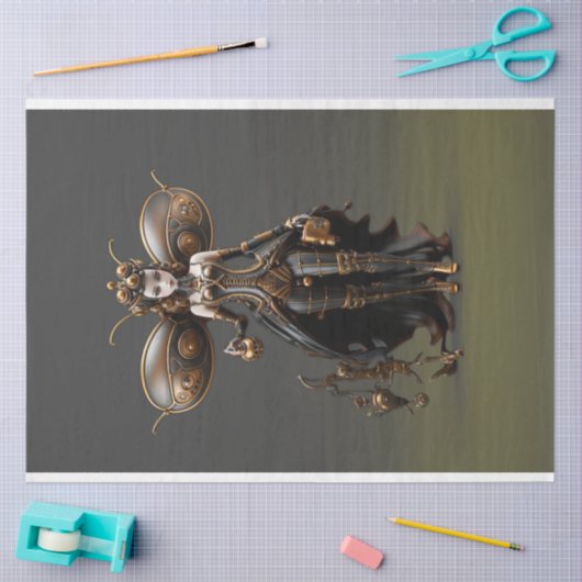 スティームパンクフェアリー金ゴールドとブラックデクページ 薄葉紙 (クラフト)